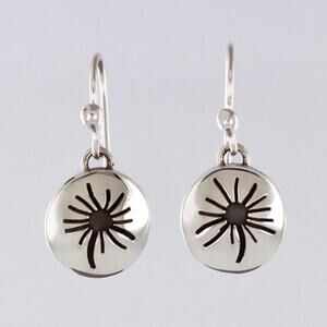 Far Fetched Dandelion Dangle Earrings 925 Sterling Silver